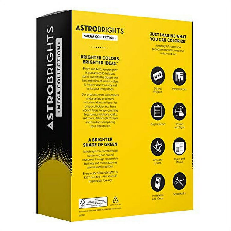 Astrobrights Mega Collection Colored Paper, 8 x 11, 24 lb/89 gsm, ?Frosty? 5-Color Assortment, 625 Ct. (91686)Exclusive - More Sheets!, Assorted