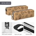 thumbnail image 6 of XMXT Leather Pencil Case, Coffee Pencil Print Large Capacity Pencil Pouch for Student Teens Women, 6 of 9