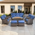 thumbnail image 2 of Bellefurn 10 Pieces Outdoor Patio Furniture Set with Fire Pit Table,Swivel Glider Chair,Sectional Sofas,PE Wicker Rattan Patio Conversation Sets for Porch Balcony Patio Deck, 2 of 12