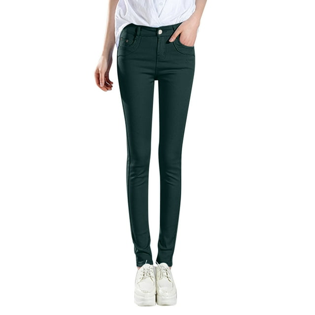Kcodviy Pantalon en Jean Taille Haute pour Femmes en Lin pour Femmes Décontracté Classique Couleur Unie Cheville Pantalon Décontracté pour Femmes Taille Haute à Nouer Jeans Décontracté Régulier Ajusté Jeans