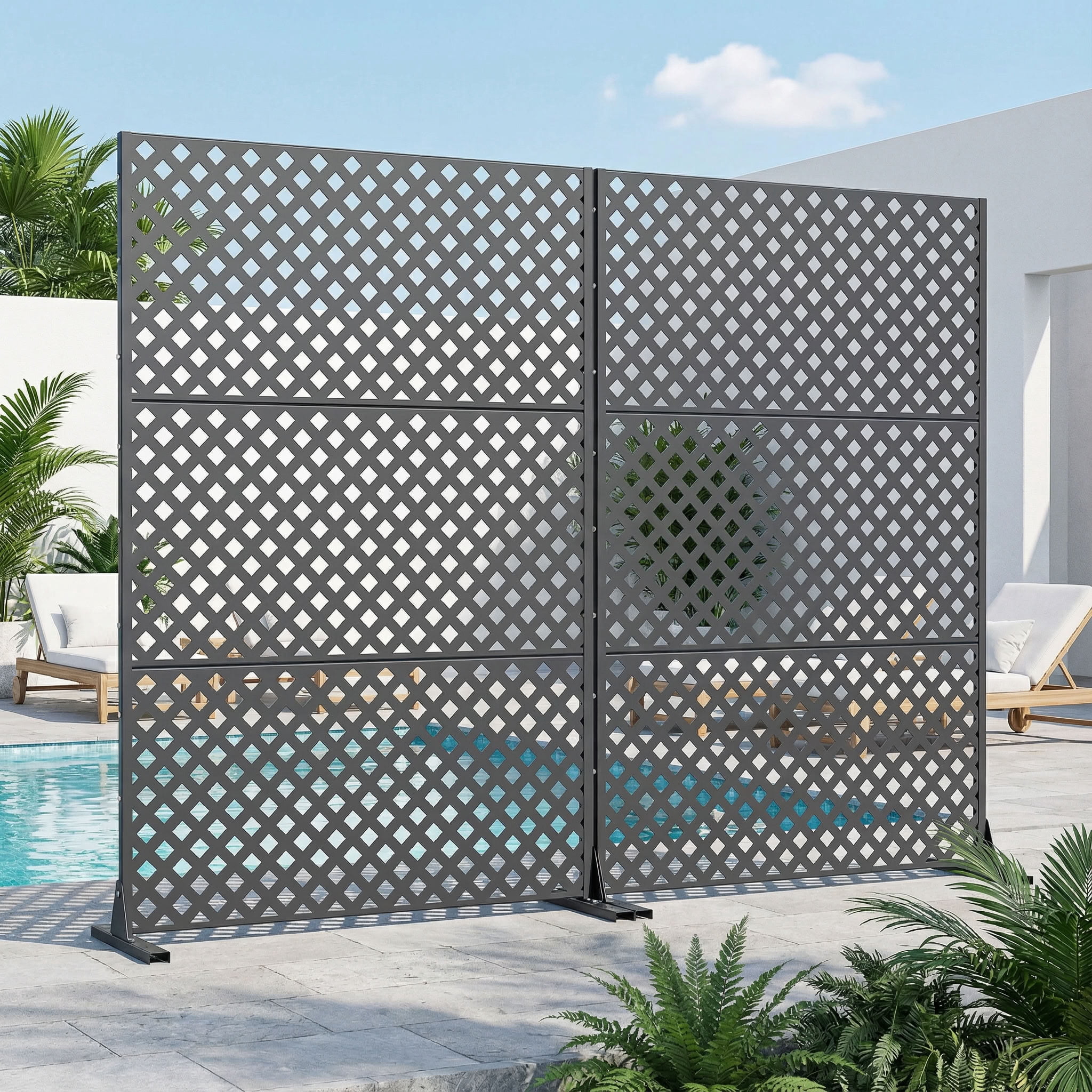 MAYEERTY 72*35in Outdoor Privacy Screen, Metal Privacy Fence, Privacy Panel for Patio, Balcony, Backyard, Garden