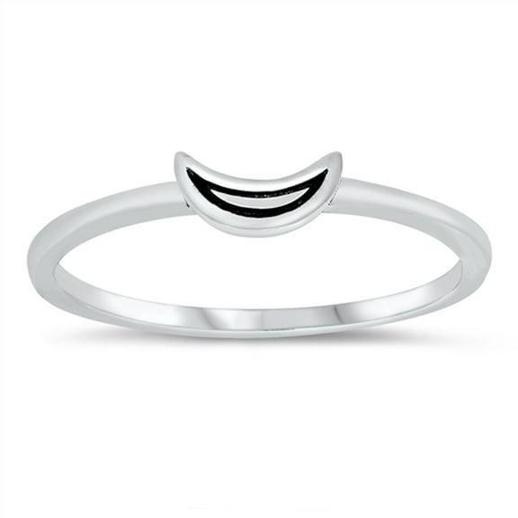 Tiny Crescent Moon Boho Ring .925 Sterling Silver Band Jewelry Female Male Unisex Size 7