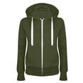 thumbnail image 3 of Dezsed Women's Long Sleeve Full Zip Soft Warm Sweatshirt Jacket Fashion Women Casual Hooded Slim Zipper Fleece Sweater Coat ArmyGreen L, 3 of 3