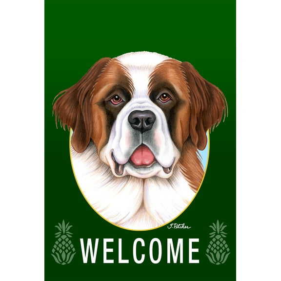 Saint Bernard - Best of Breed Welcome Pineapples House Flags