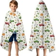 thumbnail image 3 of Cartoon Farm Vehicles Pumpkins White Pattern Hooded Bath Towel，60"x35" for Ages 3 To 12 Kids, Quick Dry Lightweight Soft Microfiber Hood Beach Towel Cover Up for Kids, 3 of 7
