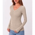 thumbnail image 6 of Zeagoo Long Sleeve Shirts for Women V Neck Top Ribbed Knit Fitted Basic Tee Going Out Tops Casual Fall Trendy, 6 of 6