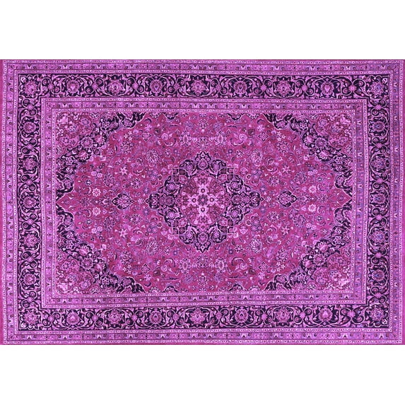 Ahgly Company Indoor Rectangle Medallion Purple Traditional Area Rugs, 2' x 4'