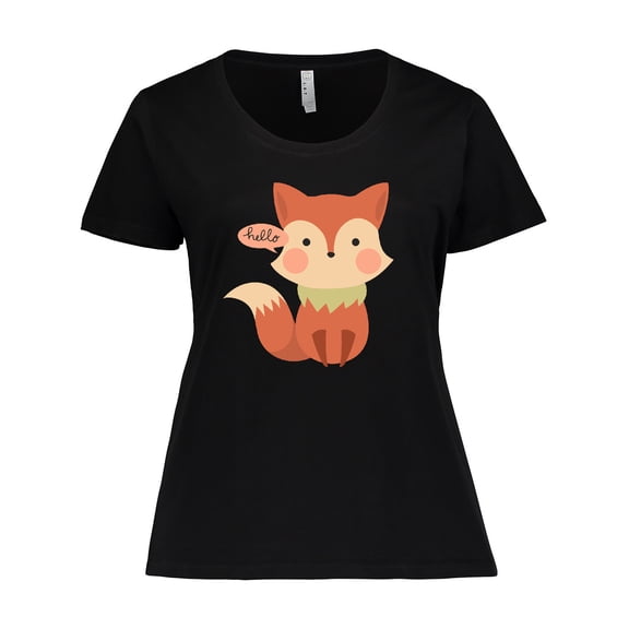Inktastic Cute Fox Hello Women's Plus Size T-Shirt