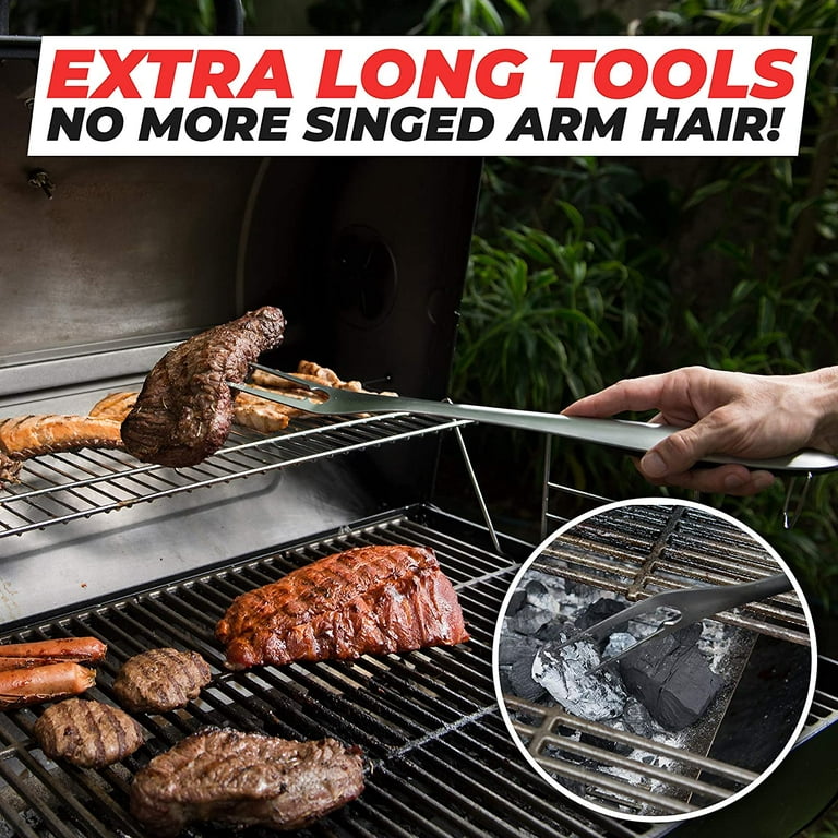 Grill Set Heavy Duty BBQ Accessories - BBQ Tool Set 4pcs- Gifts for Dad  Durable, Stainless Steel Grill Tools