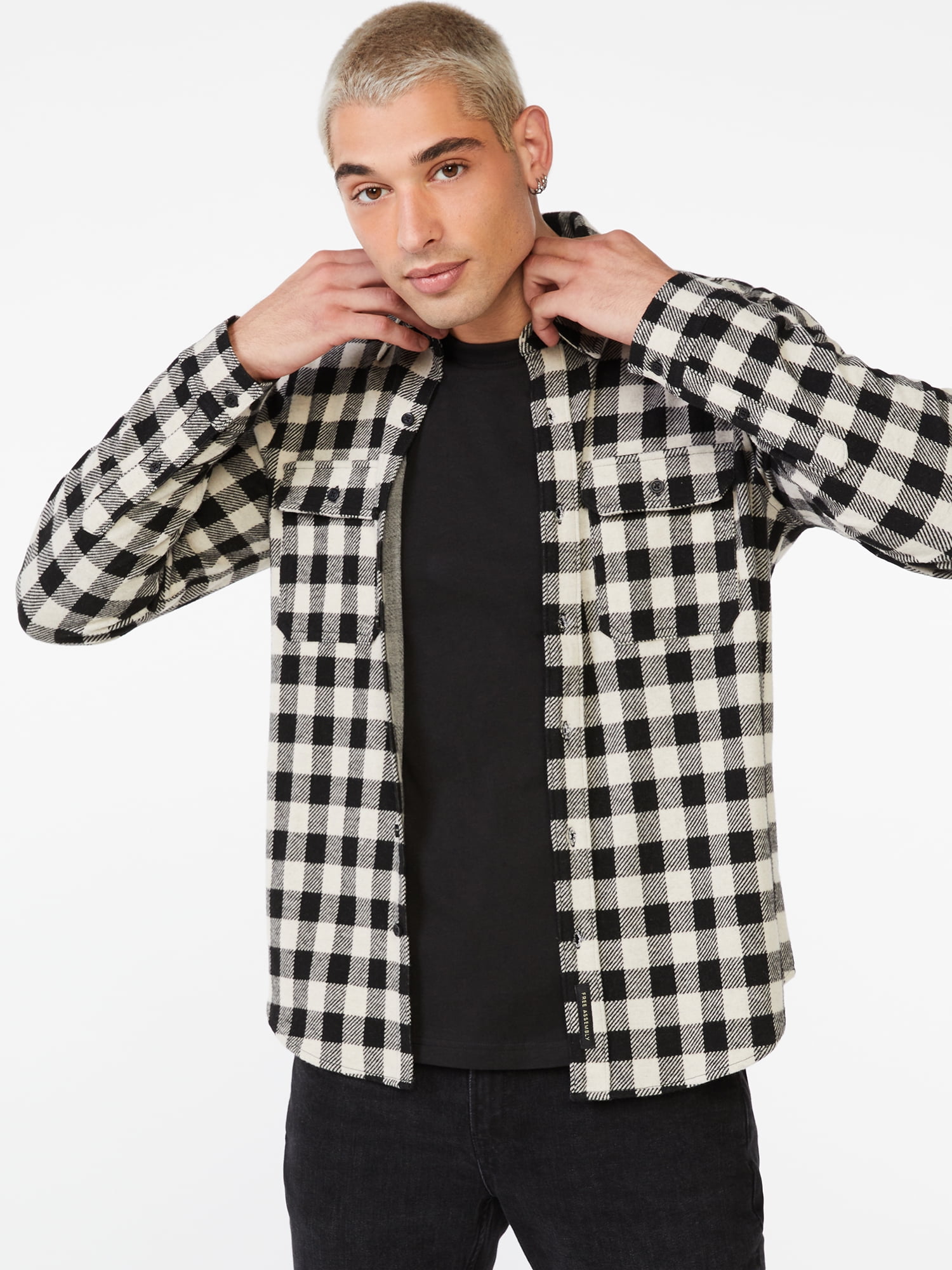 Free Assembly Men's Knit Flannel Shirt