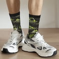 thumbnail image 6 of Susaid Light Green Excavator Print Men's Moisture Wicking Cushioned Crew Work Boot Socks Suitable for Size 36-45, 6 of 6