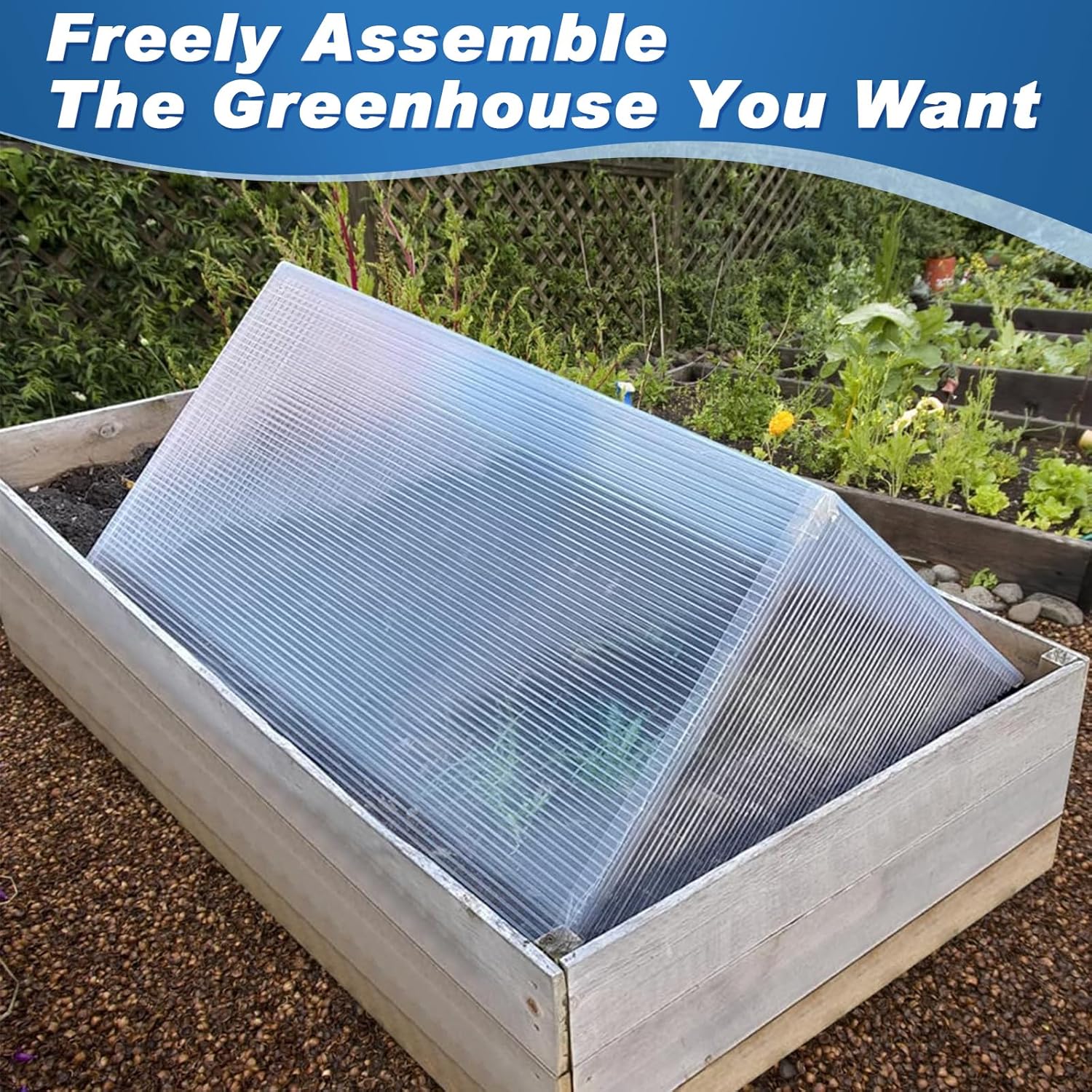 6 Pack Greenhouse Panels Polycarbonate Sheets 4' x 2' x 0.16'' Twin-Wall Roof Panels Waterproof UV Protected Clear Corrugated Roofing Panels for All Weather Outdoor Garden and Greenhouse
