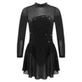 thumbnail image 2 of MSemis Girls Shiny Figure Ice Skating Dress Long Sleeve Tulle Mock Neck Ballet Black 10, 2 of 5