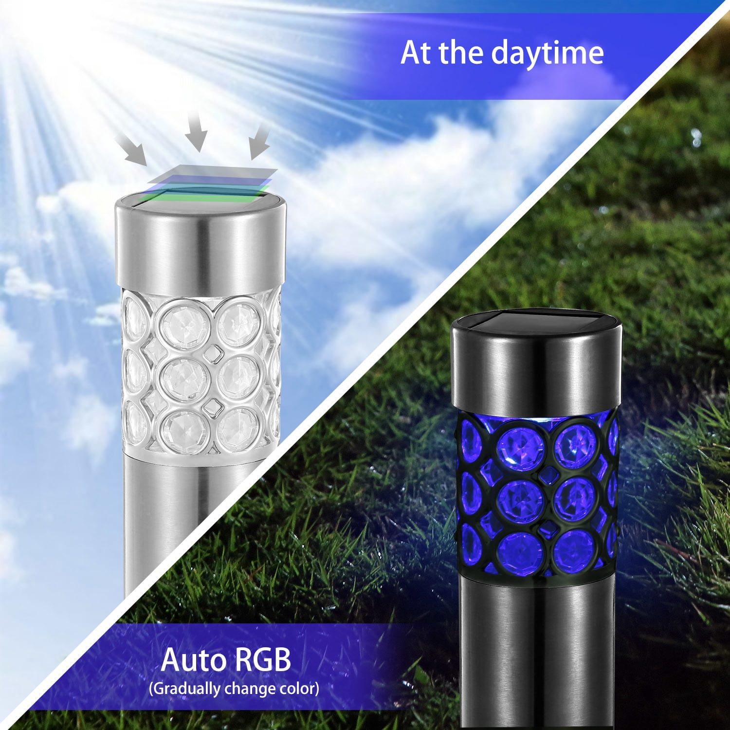 6 Pack Outdoor Solar Light IP44 Waterproof RGB Garden Lamp Landscape Lawn Décor Light
