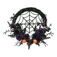 thumbnail image 2 of Extra Large Halloween Wreath - Skull & Pumpkin Door Decor with Purple LED Lights (19.6") Outdoor/Indoor Scary Decor for Front Porch Party, 2 of 6