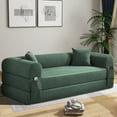 thumbnail image 5 of VFD 3-Seat Convertible Sleeper Sofa Bed with 2 Pillows, Deep Seats Teddy Sofa Corduroy Folding Couch, No Assembly Required Floor Sofa Lounge Boneless Couch for Living Room Bedroom, Light Green, 5 of 9