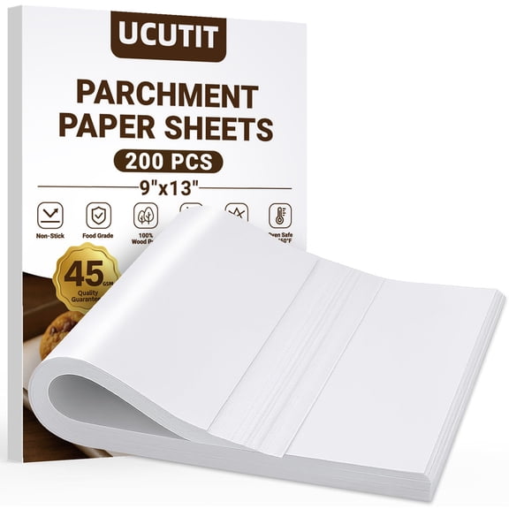 200 Pcs Pre-Cut Parchment Paper 9x13 Inch, Non-Stick Baking Sheets for Oven & Air Fryer