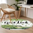 thumbnail image 5 of St Patrick's Day 3ft Area Rug, Green Truck Lucky Shamrock Four Leaf Spring Washable Non-Slip Small Round Rugs for Entryway Bedroom Kitchen, Soft Circle Carpet for Dining Room, Playroom Nursery Rug, 5 of 9