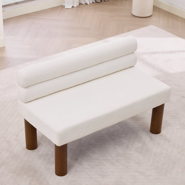 Oversized Modern Minimalist Bench, Armless Design, Wooden Frame, Ideal For Dining Room/bedroom/entryway,White