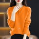 thumbnail image 1 of Cárdigan de punto para mujer, color liso, manga larga, cuello redondo, fino, blusa, 1 of 3