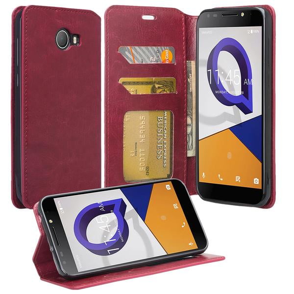 Nokia 2.4 Phone Case Wine Red Flip Shockproof Retro PU Leather Book Design Wallet Card Holder Cover Soft TPU Bumper Protective Case Folio for Nokia 2.4 with Magnetic Clasp Kickstand
