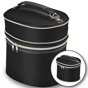 Black Wig Travel Carrying Case - Lightweight and Portable Travelling Box - Zipper Top, Double Stitching - by Adolfo Design