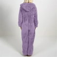 thumbnail image 4 of BLTIBY Sherpa Jumpsuit for Women Hoodies Fuzzy Pajamas Long Sleeve Adult Onesie Pajamas Winter Rompers Sleepwear with Pockets Purple 3XL, 4 of 5