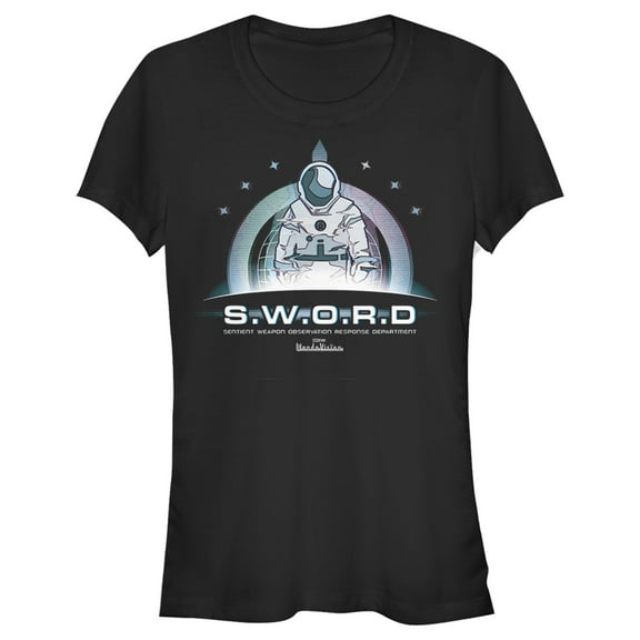Junior's Marvel WandaVision S.W.O.R.D Logo  Graphic Tee Black Large