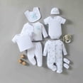 thumbnail image 2 of CAUYDY Preemie Girls Outfits Baby Boys Layette Set 8Pcs Fall Winter Cotton Sleepwear Newborn Clothing Picture Outfit for Unisex Infant Sizes 0-3 Months,Light Blue, 2 of 8