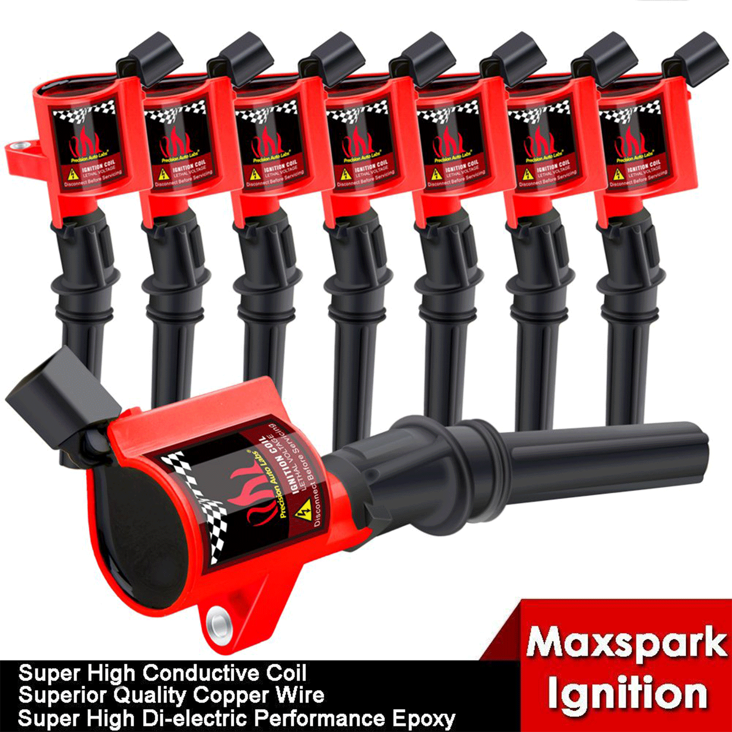 TRIL GEAR Ignition Coils Pack of 8 Compatible with Ford Lincoln Mercury V8 4.6L 5.4L & V10 6.8L 2004-2008 Replacement for DG511 C1541 FD508 