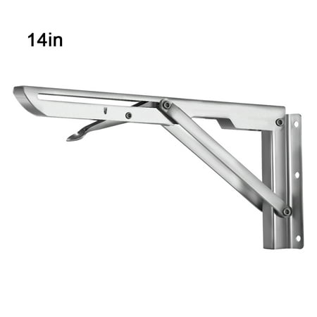 

2pcs Brackets Foldable Stainless Steel Shelf Triangular Wall Mounted Support with Screws 14 Inches 35cm