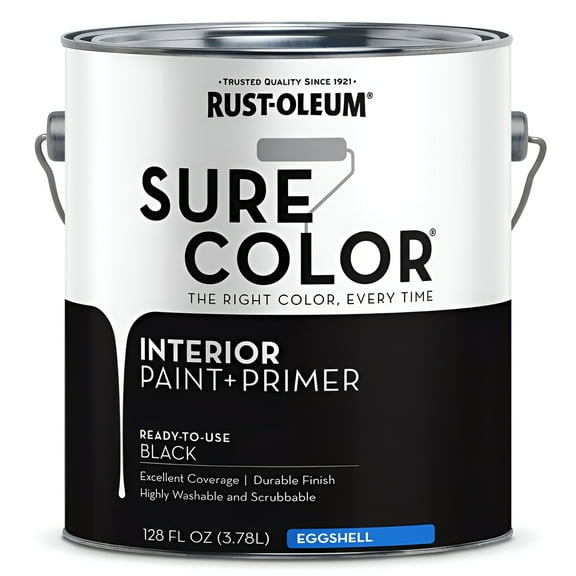 Rust-Oleum Sure Color Eggshell Black Interior Wall Paint and Primer, Gallon