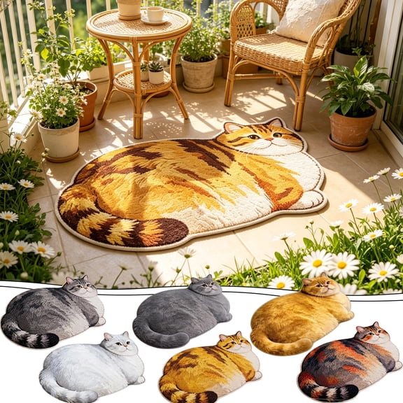 FastXmas Cute Cat Rug, Bath Mat, Cat Bathroom Decor for Home, Cute Small Bath Mat Indoor Gifts 16×24 Inch, Non Slip Strong Absorbent Soft Washable Animal Bathroom Rug for Door, Shower Room
