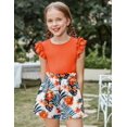 thumbnail image 3 of Arshiner Girls 2 Piece Summer Outfits Ruffle Short Sleeve Shirts Top and High Waist Paper Bag Shorts Set with Pockets, 3 of 6