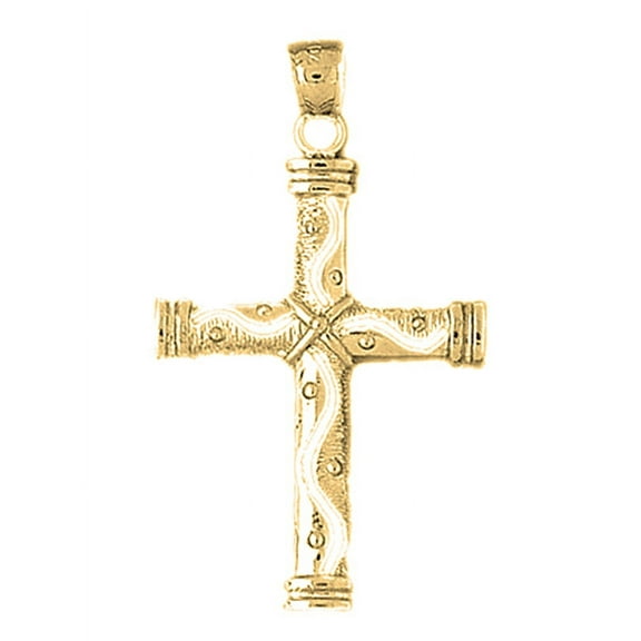 18K Yellow Gold Roped Cross Pendant - 44 mm