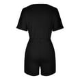 thumbnail image 4 of Summer Jumpsuits for Women Short Sleeve V Neck Solid Color Casual Loose Fit Shorts Rompers Tie Waisted with Pockets, 4 of 7