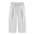 thumbnail image 4 of Scyoekwg Capris for Women Casual Summer Cotton Linen Capris Pants Elastic Waist Straight Leg Pants Loose Trendy Summer Comfy Solid Color Ladies Capris Casual Pants (White,M), 4 of 4