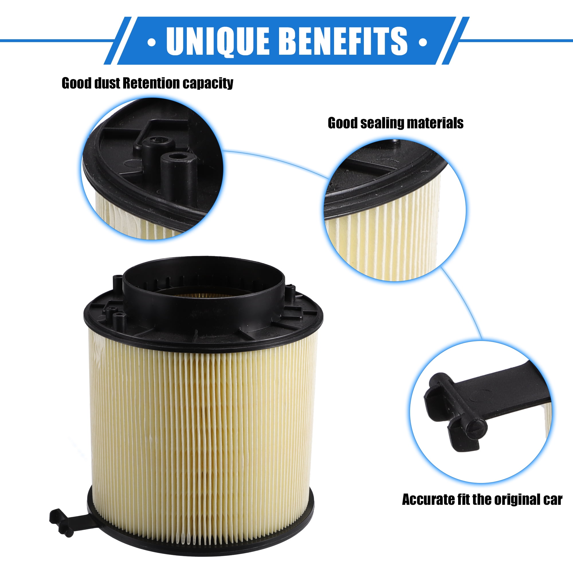 Unique Bargains PP Car Engine Air Filter for Audi Black, Beige 7.28"x6.50"x6.30"(L*H*D)