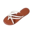 thumbnail image 3 of Leather Sandals for Women, Wide Width Shoes for Women, Wide Width Sandals for Women, Women's Wide Width Flat Sandals, Flip Flop Casual Strapy Sandals Slip On Summer Beach Shoes for Women, White 7, 3 of 8