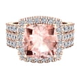 thumbnail image 4 of Wedding Ring Set for Women Cushion Cut Morganite Halo Diamond Ring 14K Rose Gold 3.85 Carat (G,SI), 4 of 5