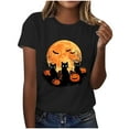 thumbnail image 4 of jobturf Halloween Shirts for Women Cute Pumpkin Printed Shirts Fall Short Sleeve Novelty Graphic Festival Tee Tops, 4 of 5