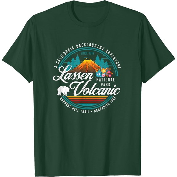 Retro Lassen Volcanic National Park Vintage Hiking Camping Unisex T-Shirt for Men Women Kids Toddler
