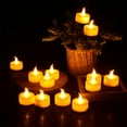 thumbnail image 1 of Tea Lights, [24pcs] Realistic and Bright Battery Operated Flickering Tealights, Fake Candles in Warm Yellow Perfect for Decoration, 1 of 7