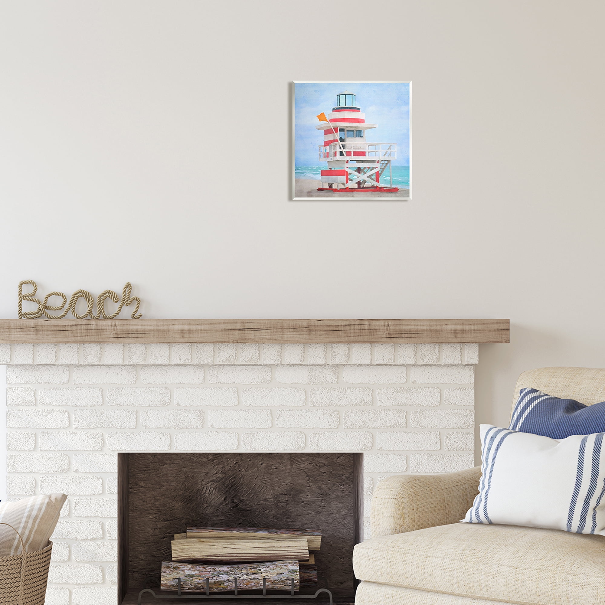 Stupell Industries Summer Shore Hut Nature Painting Unframed Art Print Wall Art, 12 x 12