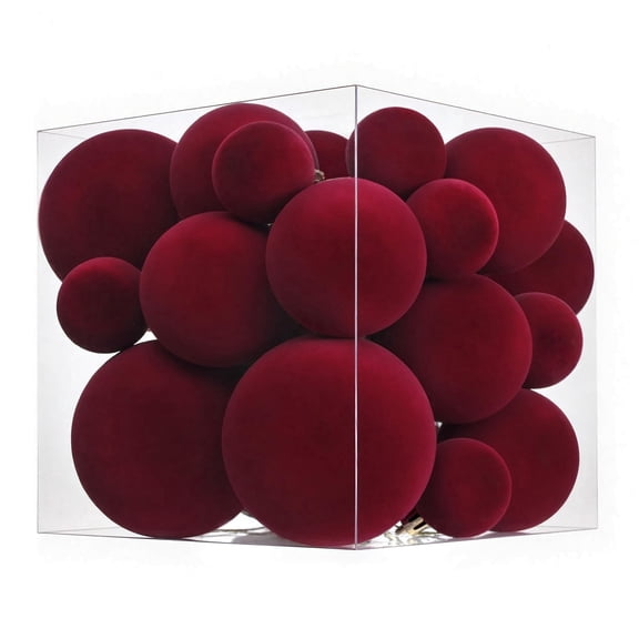 Yastouay 23 Pcs Christmas Ball Ornaments Set,Mix Size Red Velet Shatterproof Christmas Ball Hanging Xmas Tree for Christmas Decorations