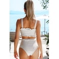 thumbnail image 1 of POGLIP Women's White Ruffled Lace-Up High Waist Bikini Swimwear, 1 of 6