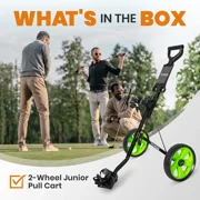 Jovial Foldable 2-Wheel Golf Pull Cart - Aluminum Pull Cart, Upper & Lower Brackets with Elastic Strap, Without Umbrella Holder