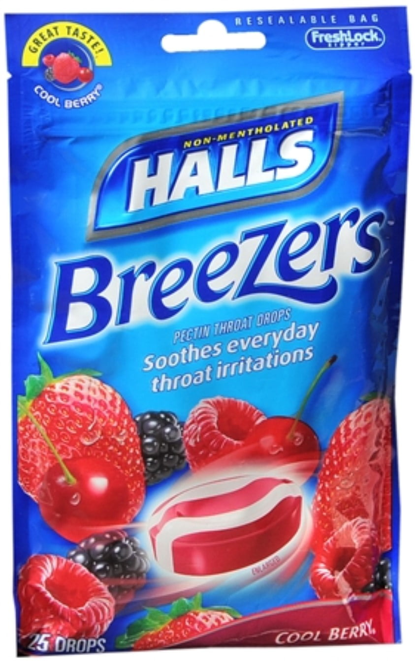 2 Pack - Halls Breezers Drops Cool Berry 25 Each - Walmart.com
