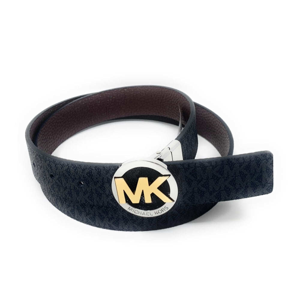 ?️Michael Kors Twist Reversable Belt Monogram Logo Gold Buckle MED Michael Kors Belt Twist Reversible MK Gray Tan Logo Gold  main image 3