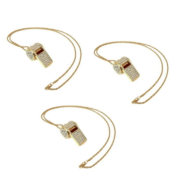 Gold Necklace Style, Exquisite Diamond-Encrusted Referee Whistle, Cute Rhinestone Whistle, Metal Whistle
